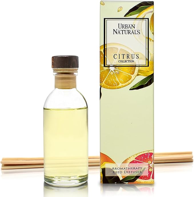 Urban Naturals Grapefruit Reed Diffuser Oil Set | with Bergamot Essential Oils & Tart Greens | Made in the USA