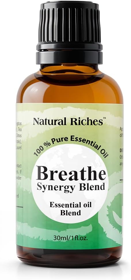 Natural Riches Breathe Essential Oil Blend Breathe Easy with Peppermint Eucalyptus Tea Tree Lemon Cardamom Pine Needle Essential Oils - 30 ml