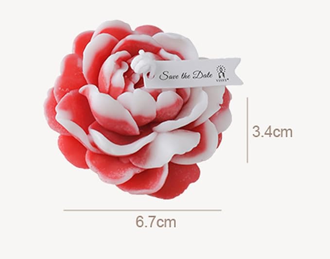 Jasmine Flower Shape Scented Candle,50G Multicolour Romantic Soy Wax Aesthetic Decorative Healing Candle for Valentine's Day Wedding Birthday,Prefect Gift for Meditation Stress Relief Mood (Red)