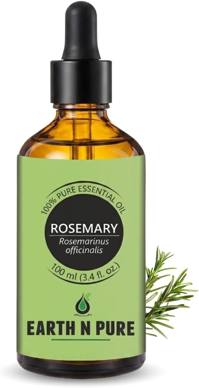 Earth N Pure Rosemary Essential Oil for Hair Growth, Natural & Therapeutic Grade with Glass Dropper - 100 ml