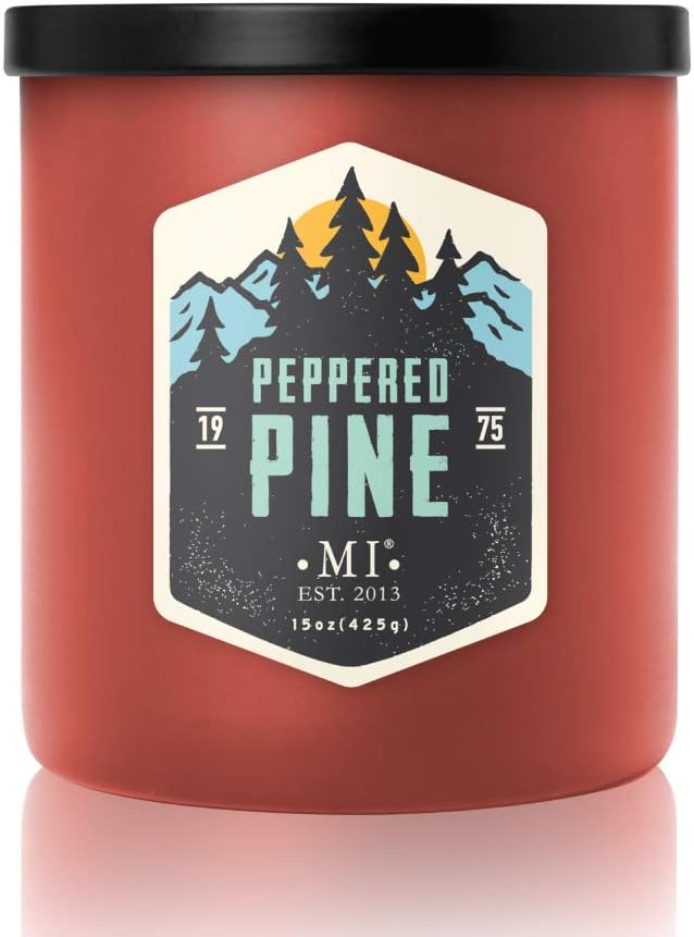 Manly Indulgence Peppered Pine Scented Jar Candle for Men, 2 Cotton Wick, All American Collection, Red, 15 oz - Up to 60 Hours Burn, Soy Blend Wax, USA Poured (Pack of 3)