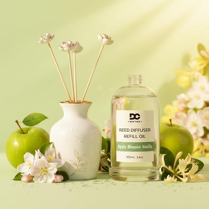 Daniella's Candles Apple Blossom Vanilla Reed Diffuser Refill Oil, 3.4oz/100ml, Premium Fragrance Oil, Home Fragrance, Oil for Reed Diffusers, Long Lasting