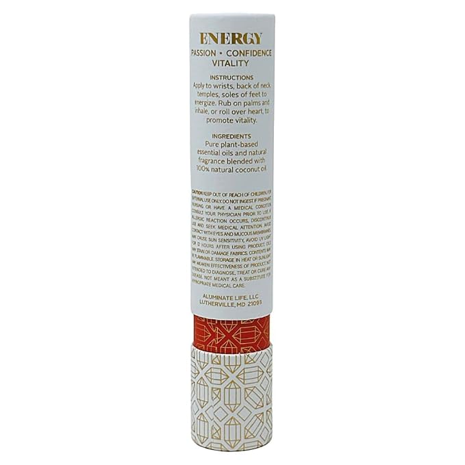 Essential Oil Rollerballs, .34 OZ, Energy - Red Carnelian Crystal Infused - Scents of Lemon, Grapefruit, & Bergamot - Aromatherapy Roll On Oils, Skin Care, Massage