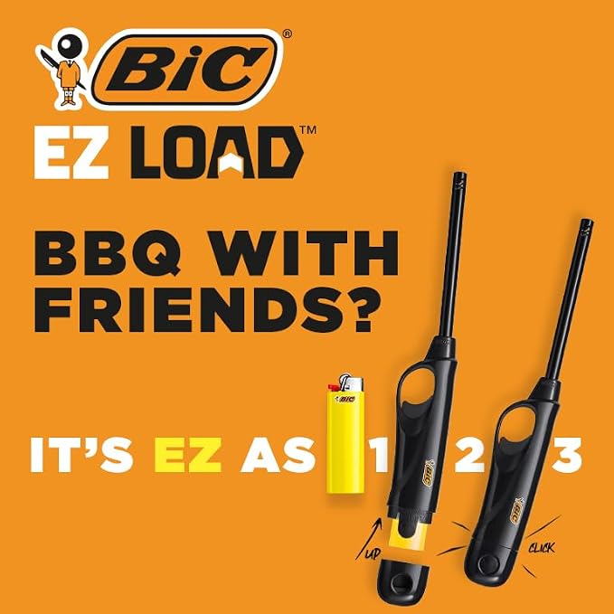 BIC EZ Load Lighter, Reloadable Multi Purpose Lighter, Pack with 10 BIC EZ Load Long Lighter Shell and 10 BIC Maxi Pocket Lighters 10-Pack (Colors May Vary), Assorted
