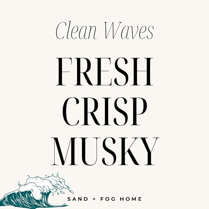 Sand + Paws Scented Candle - Clean Waves - Additional Scents and Sizes –Luxurious Air Freshening Jar Candles Neutralize pet Odors and Enhance Home décor – 100% Cotton Lead-Free Wicks - 12 oz