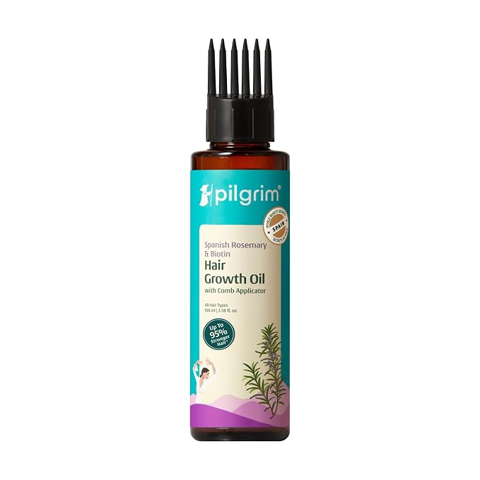 Pilgrim Rosemary & Biotin Hair Oil to Control Hair Fall & Strengthens Hair | Rosemary essential oil for hair growth | Reduces Hairfall | For Women and Men | 100ml, 3.38 fl. oz.