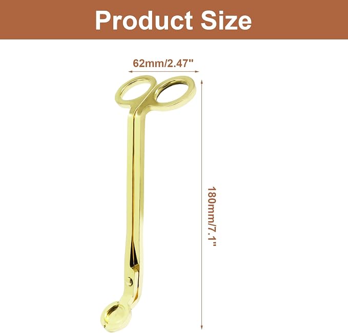 Candle Wick Trimmer, Stainless Steel Candle Wick Clipper Wick Cutter Scissor, Gold