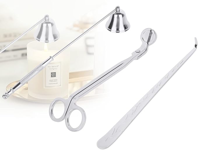 3-in-1 Candle Snuffer Set Candle Wick Trimmer Set - Silver