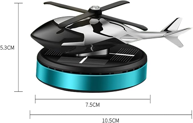 Car Air Freshener,Al Alloy Solar Helicopter Diffuser,Home&Car Décor|Blue | Solar-powered Rotating Diffuser for Car & Home. No Battery Needed. Aviation Al Interior Décor Freshens Air Naturally