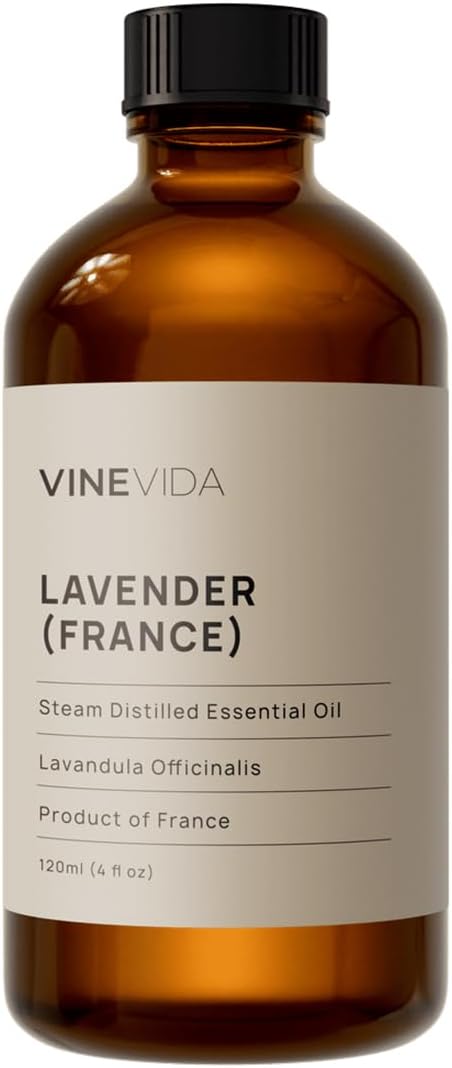 VINEVIDA Lavender France Undiluted Essential Oil 4 oz - Pure, Natural, and Raw Lavender Oil for DIY Candle Scents and Soap Making - Safe for Skin - Vegan and Cruelty Free