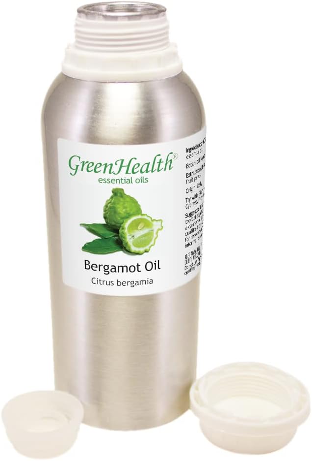 Bergamot Essential Oil – 8 fl oz (237 ml) Aluminum Bottle w/Plug Cap – 100% Pure Essential Oil - GreenHealth