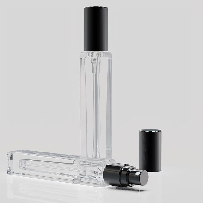 5PCS Cologne Atomizer Empty, 10ML Mini Perfume Bottles Refillable With Dispenser Tools, Pocket Perfume Spray Bottle for Travel and Sample Container (Transparent + Black Cap)