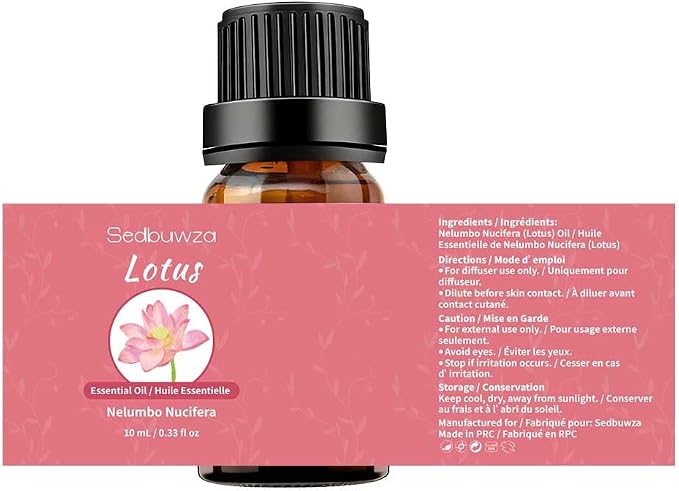Sedbuwza Peony Lotus Essential Oil Set, Peony Fragrance Oil Lotus Scent Oil Set for Diffuser, Aromatherapy, Massage, Soap, Candle Making 2 x 10 ml