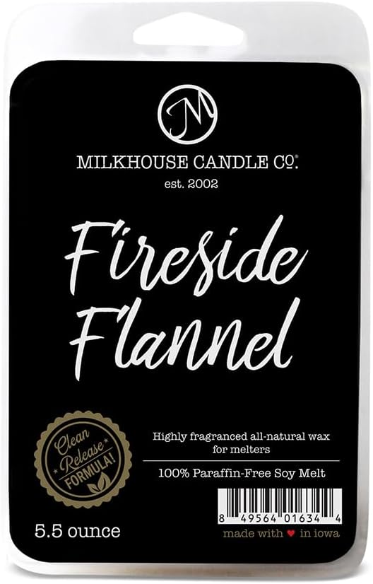Milkhouse Candle Company Fireside Flannel Soy Wax Melts - Amber & Tobacco | Fir Balsam | Bergamot & Mountain Air Scented - 5.5 oz, Hand-Poured, Made in the USA