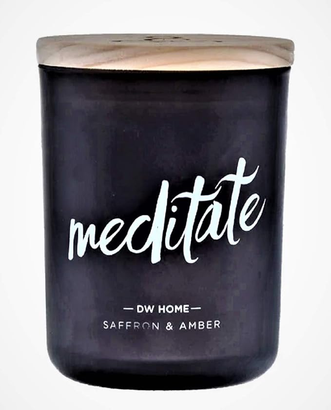 DW Home Zen Meditate | Saffron & Amber Scented Candle for Home, 15 oz, Large Double Wick Candle Jar, Up to 56H Burn Time, Luxury Scented Candle for Relaxation, Gifting, Home Decor