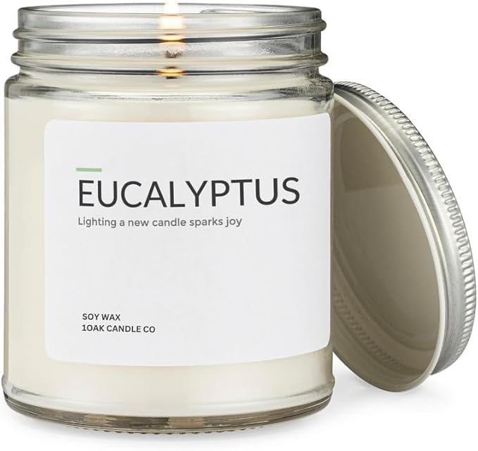 1OAK Eucalyptus Candle - Soy Wax Scented Candles (Eucalyptus) - Soy Candles for Home Scented - Long Burning Premium - Hand-Poured (7oz.)