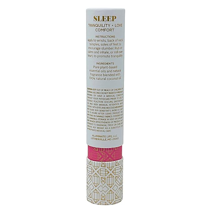 Essential Oil Rollerball - Sleep, 0.34 oz – Rose Quartz Crystal Infused Roll On with Rose, Lavender & Vanilla – Aromatherapy Blend, Vegan, Made in USA, Gift Ready