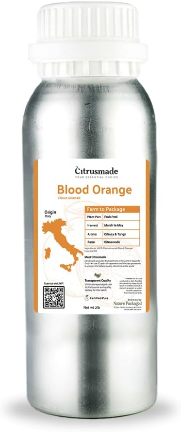 Blood Orange Essential Oil - Direct from Citrusmade in Sicily - Pure Essential Oil for Diffusers and Aromatherapy - Natural Citrus Scent | 100% Pure Therapeutic Grade - 2lbs
