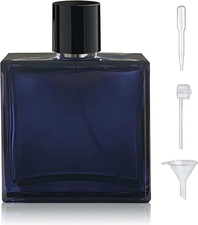 100ml/3.4 Oz Glass Spray Bottle Perfume Atomizer,Empty Travel Refillable Perfume Spray Bottle with 3 Kinds of Dispenser (A2)
