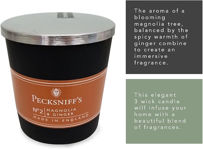 Pecksniff's Magnolia & Ginger Candle | 3 Wicks, 515g /18.16oz