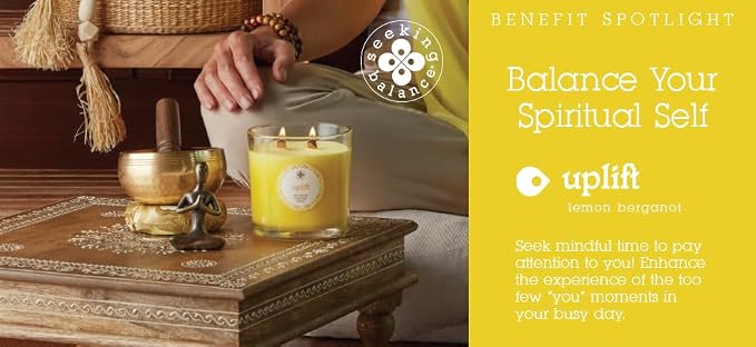 Root Candles Seeking Balance Wood Wick Spa Candle Aromatherapy Candles, 6.5-Ounce, Uplift: Lemon & Bergamot