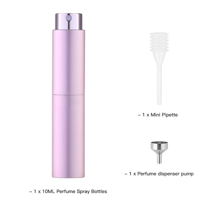 Tekson 10ml Travel Perfume Atomizer Refillable, Mini Cologne Spray Bottle Empty, Small Coffee Spray Bottle (Pink)