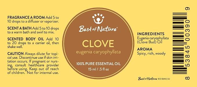 Clove Bud Essential Oil for Diffuser Aromatherapy – Best of Nature 100% Pure Undiluted Oils for DIY, Home Fragrance, and Topical Use