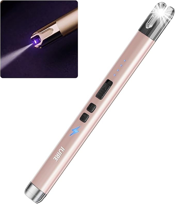 Electric Candle Lighter with Flashlight USB C Rechargeable Arc Lighters for Candles Windproof Plasma for Camping BBQ Stove Home Emergency with Safety Switch & LED Battery Display