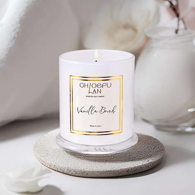 Vanilla Bomb Candle, Vanilla Scented Candles Gifts for Mothers Day, Gifts for Women & Men, Luxury Jar Candles, 70 Hours Long Burning, Natural Soy Candles for Home Scented, 10oz