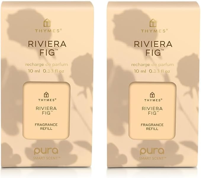 Thymes Pura Diffuser Refills – Bundle of 2 Pura Refills – for Use in Scent Diffusers for Home – Home Fragrance Products – Scented with Blood Orange, Peach & Fig (Riviera Fig, Pack of 2)