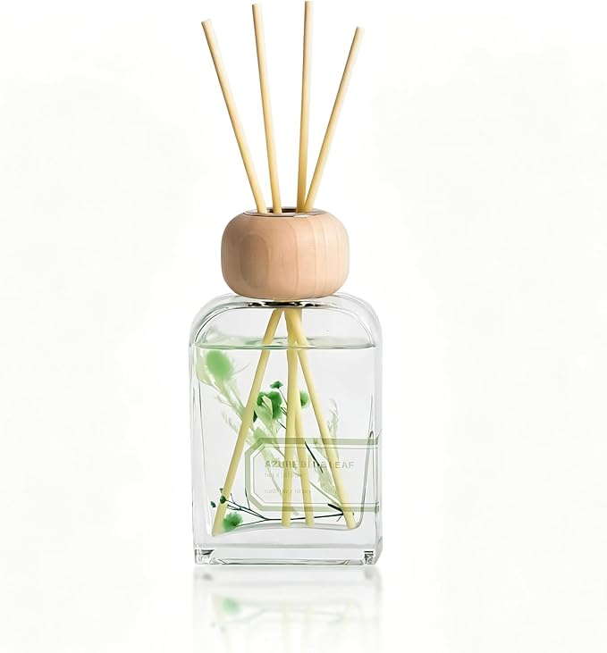 Reed Diffuser Set, 3.4 fl oz - Refreshing Scented Oil Diffuser with Sticks, Earl Grey Woods Bathroom Scent Diffuser, Home Fragrance for Bedroom, Living Room, Bathroom Shelf Decor
