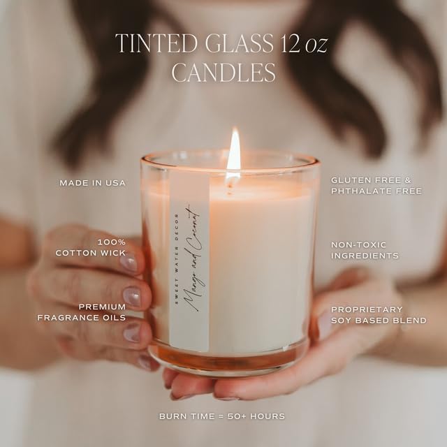 Sweet Water Decor Christmas Tree Candle - Spruce, Pine Needles and Evergreen Candles Scented Soy Candles for Home - Christmas Candle 12oz Sandstone Jar, 50+ Hour Burn Time, Made in The USA