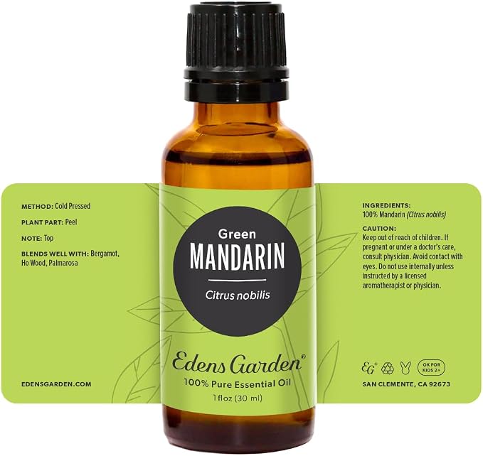 Edens Garden Mandarin- Green Essential Oil- 100% Pure Premium Grade, Undiluted, Natural, Therapeutic, Aromatherapy, The Best for Diffuser, Candle, Humidifiers, Kid Safe 30 ml (1 fl oz)
