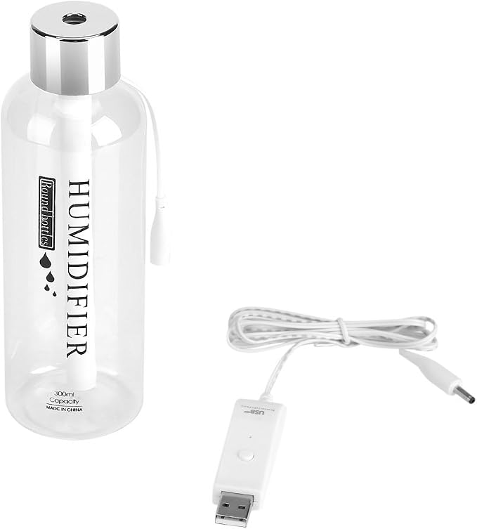 Focket Air Humidifier,300ml Mini Portable Quiet Operation Transparent USB Water Bottle Air Diffuser Fine Mist Automatic Power Off Mist Maker for Car Office Home Study
