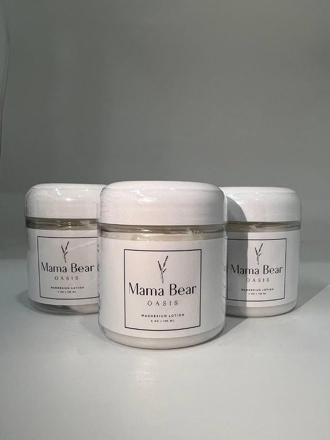 Mama Bear Oasis Lotion - Magnesium Cream - Lavender Magnesium Lotion for Foot, Hands, Legs, Toes Includes Arnica, Vitamin B6, Aloe Vera, MSM (Pack of 3)