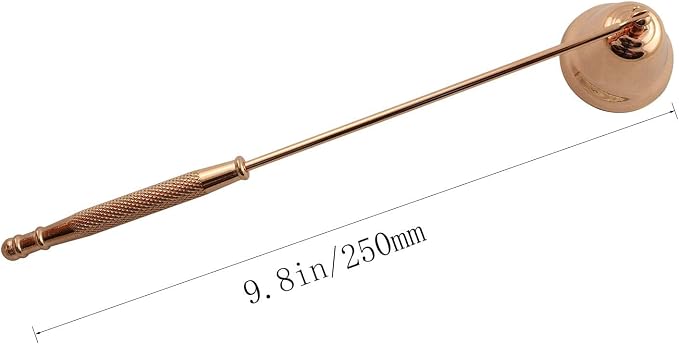 Rose Gold Candle Snuffer Stainless Steel Horn Shaped Wick Snuffer 20cm Handle for Putting Out Candle Wicks Flame Safely