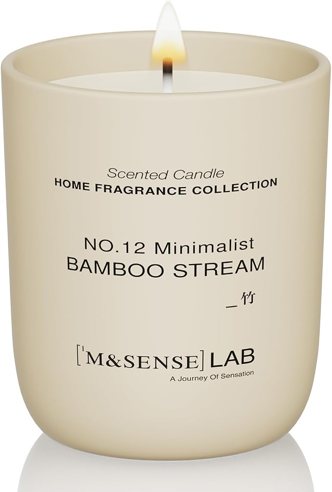 M&SENSE Natural Soy Candle| Bamboo Stream | 5.3 oz | Mini Spring Scented Candles for Relaxation, Meditation, Home Décor | for Bedroom, Office, Party Small