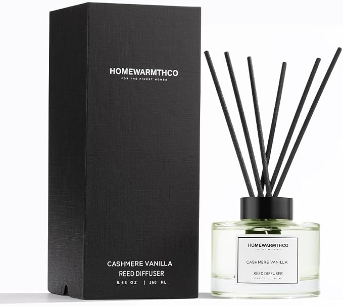 Cashmere Vanilla Reed Diffuser Set-Premium Fragrance Reed Diffusers for Home. Office, Bathroom, Kitchen, Shelf and Home Décor - Long-Lasting Scent with Non-Toxic essential Oils Diffuser 5.63 oz, 160ml