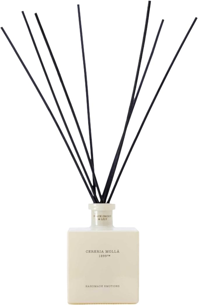 Mikado Boutique Reed Diffuser | All-Natural Essential Oil Fragrance | Includes Rattan Sticks | Refillable (16.9 FL OZ, Raspberry & Black Vanilla)