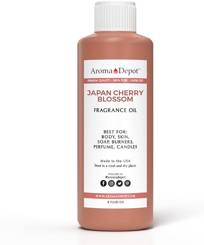 Aroma Depot 8 fl oz Japanese Cherry Blossom Fragrance Oil – Scent for Candle Making, Soap Making, Wax Melts, Diffusers, Body Oil Blends & Incense (240ml)