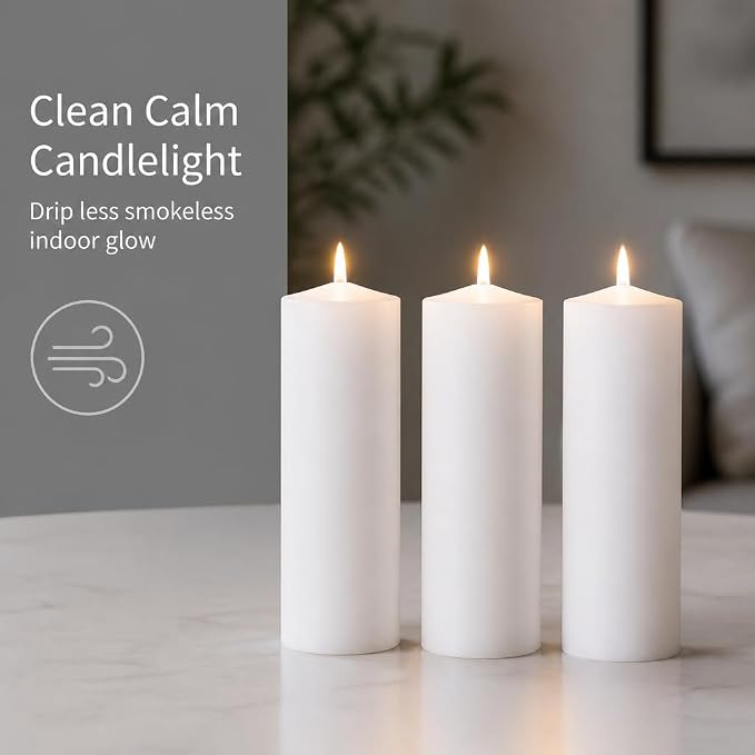 yummi 3" x 10" White Round Pillar Candles - 3 per Pack