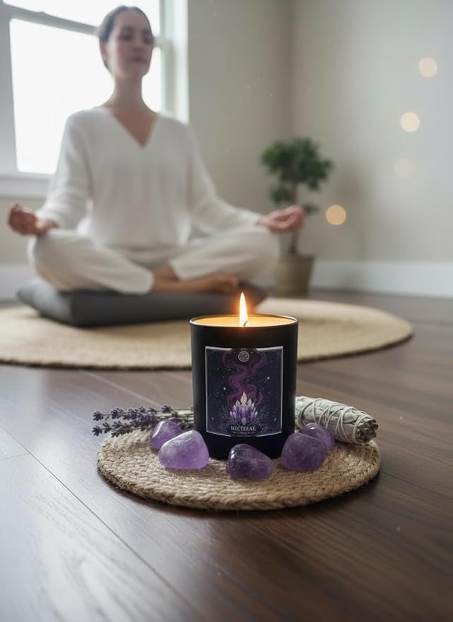 Patchouli & Bergamot Aromatherapy Soy Wax Candle for Emotional Grounding, Self‑Care Rituals, Moon Work | 10 oz Scented Candle - Mystarae Ritual Candle By Wick & Whisper