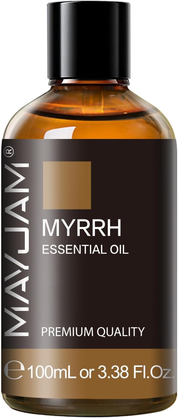 Myrrh Essential Oil 100ML/3.38FL.OZ, MAYJAM Premium Myrrh Oil Essential Oils with Glass Dropper, Great for Diffuser and Candle Making
