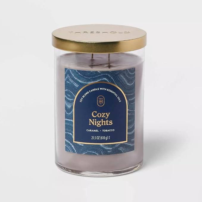 Threshold 2-Wick Lidded Glass Jar Candle (21.5oz, Cozy Night)