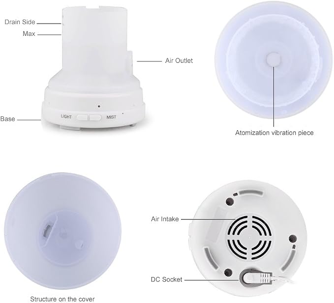 EcoGecko 4 Diffuser Units, Aromatherapy Essential Oil Diffuser, Aroma Oil Diffuser with Color Changing LED Lights
