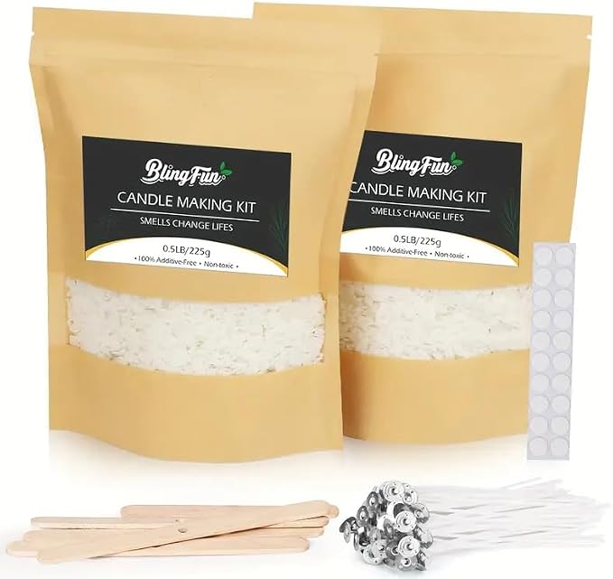 Blingfun Candle Making Kit for Beginners, Soy Wax Candle Making Supplies with Natural Soy Wax, Essential Oils, Color Dye, Melting Pitcher & Wick Set, DIY Home Craft Gift for Adults & Women