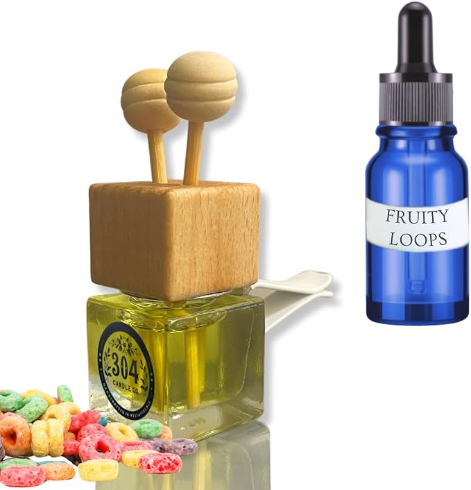 Cute Refillable Car Air Freshener Vent Clip 8mL – Fruity Loops Cereal – 15mL Refill Included – Long Lasting Fragrance Oil Diffuser – 100% American Handmade Odor Eliminator
