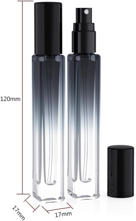 5PCS Cologne Atomizer Empty, 10ML Mini Perfume Bottles Refillable With Dispenser Tools, Pocket Spray Bottle for Travel and Sample Container (Gradient+Black Cap)