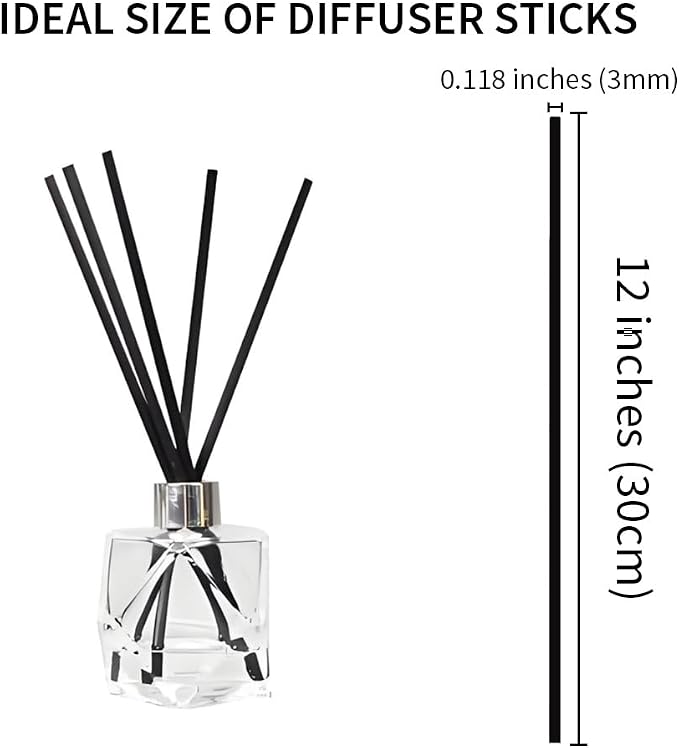 50PCS Black Fiber Reed Diffuser Sticks 12 Inch Long 3mm Diameter Strong Absorption Refill Replacement Reeds for Diffuser Stick Essential Oil Scented Aroma Fragrance Rod for Home Office Spa