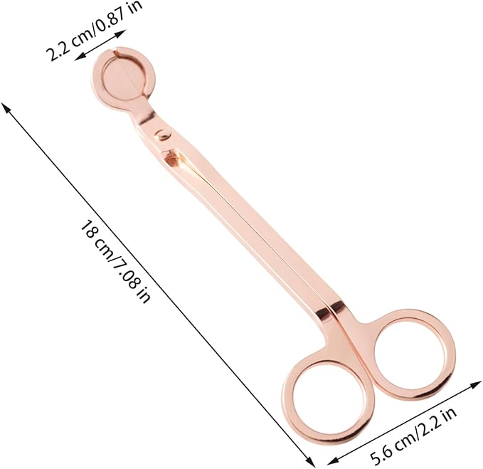 2 Pack 7.08 in Rose Gold Candle Wick Trimmer, Bulk Wick Candle Accessories, Candle Care Wick Clipper Cutter, Scissors for Safe Flame Control and Cleaner Burn